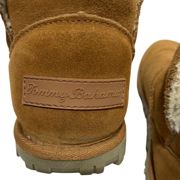 Tommy Bahama Y2K Short Suede Boot Mini Winter Snow White Fleece Lining Size 7 - Picture 5 of 9